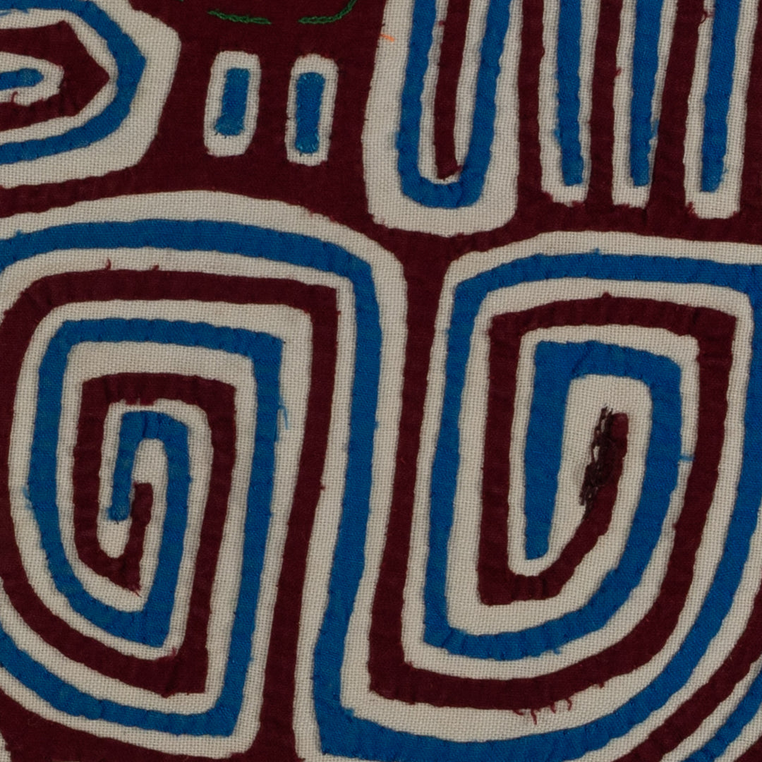 Classic Maroon Blue And White Optical Illusion Bird Mola