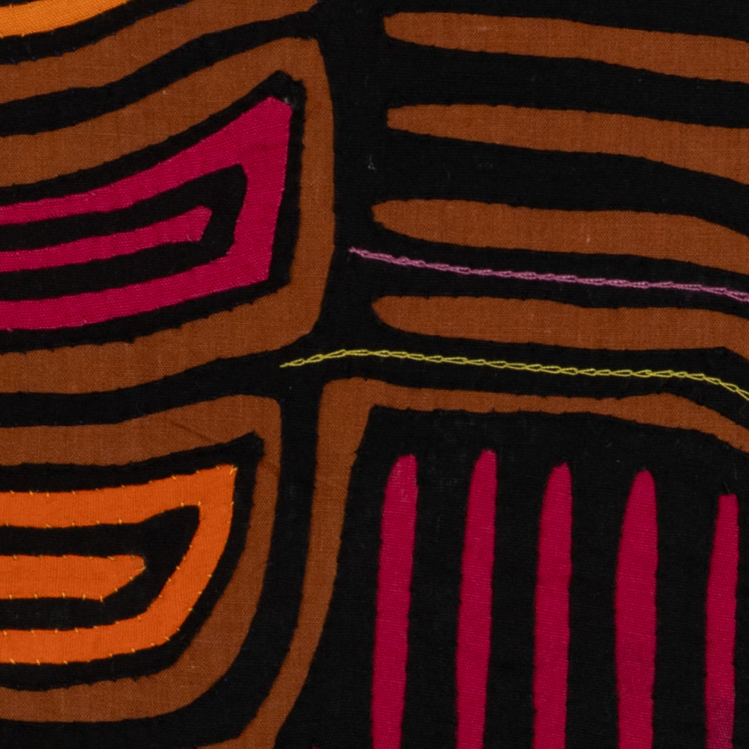 Traditional Beady-Eyed Black And Gold Crab Mola