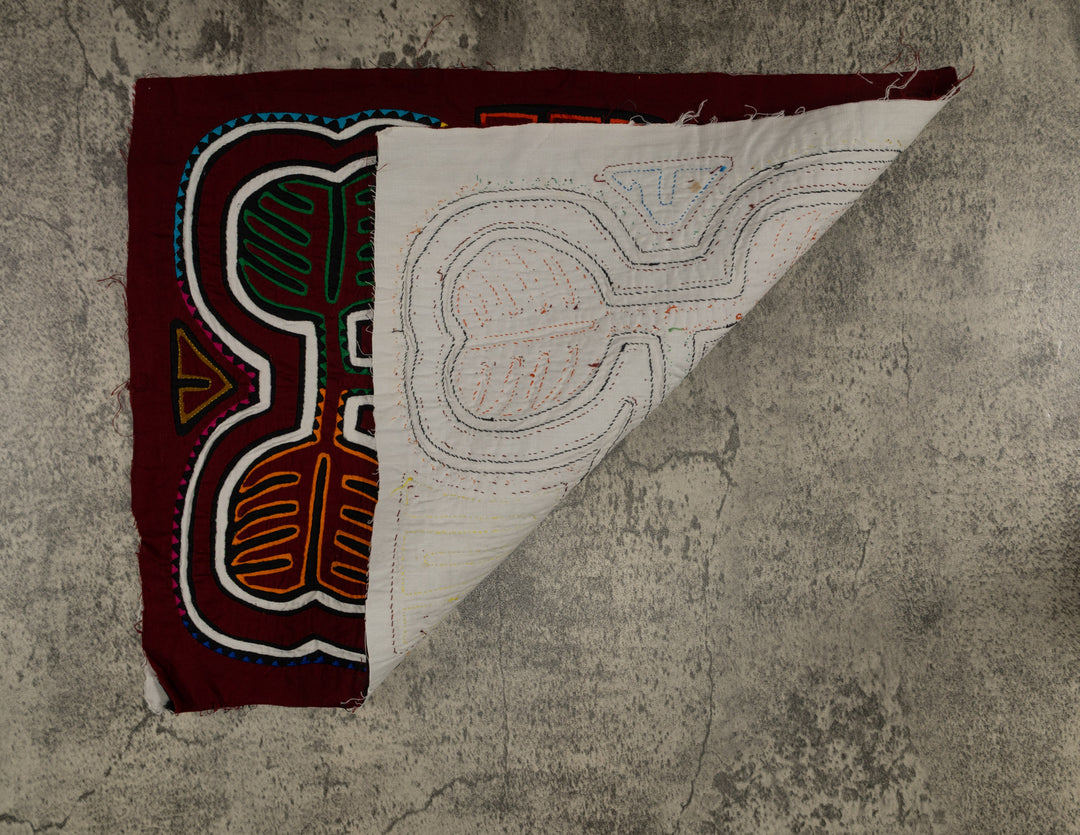 Traditional Maroon And White Autumn Leaf With Fish Mola