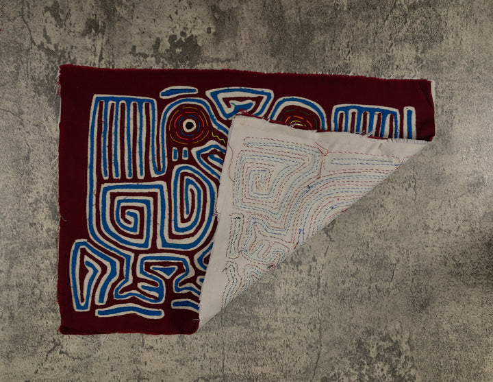Classic Maroon Blue And White Optical Illusion Bird Mola