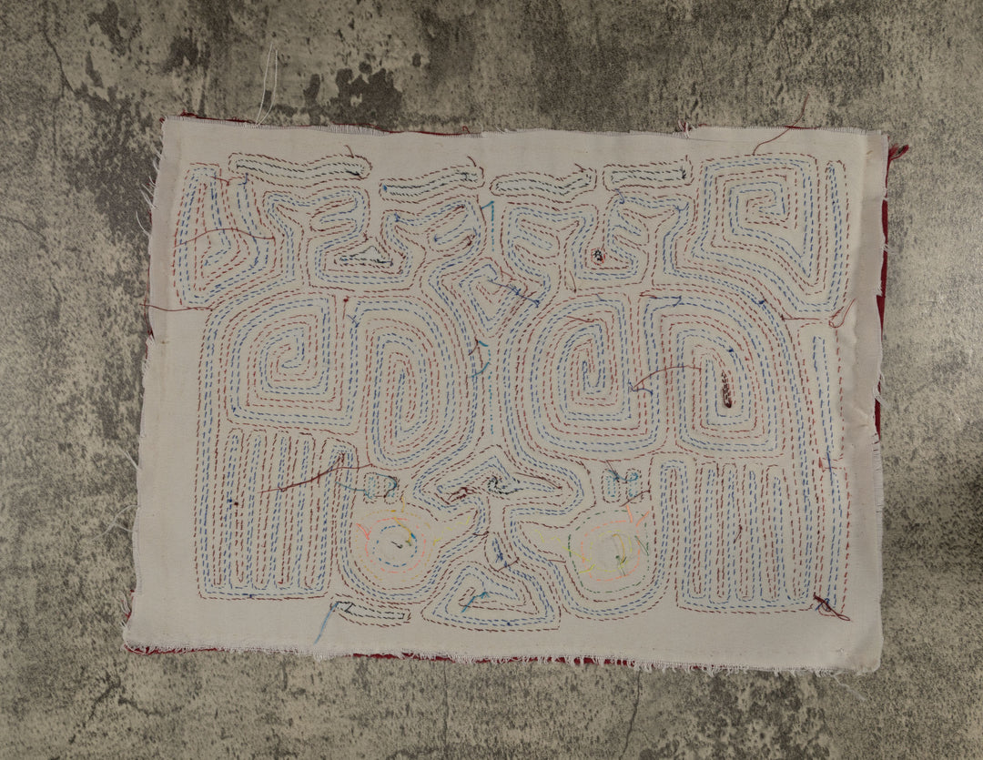 Classic Maroon Blue And White Optical Illusion Bird Mola