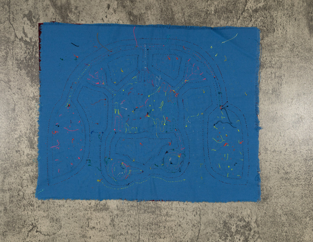 Traditional Burgundy And Turquoise Duck And Fish Mola