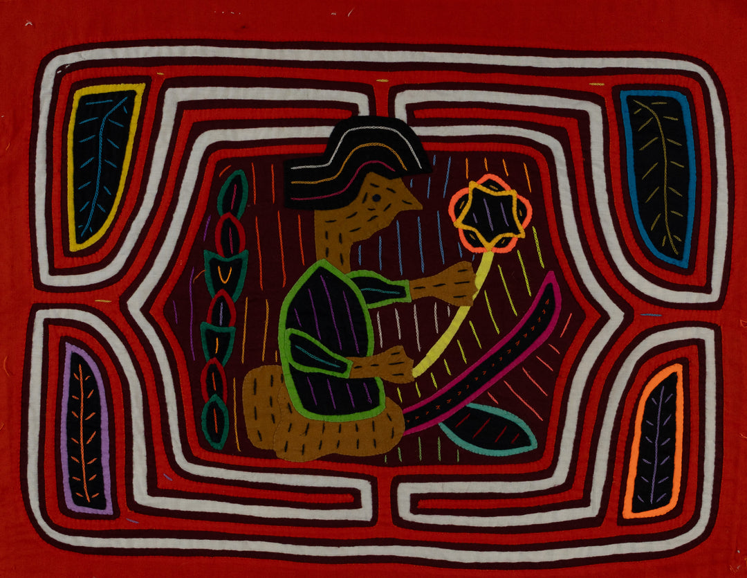 Classic Orange And White Lady In Her Garden Mola