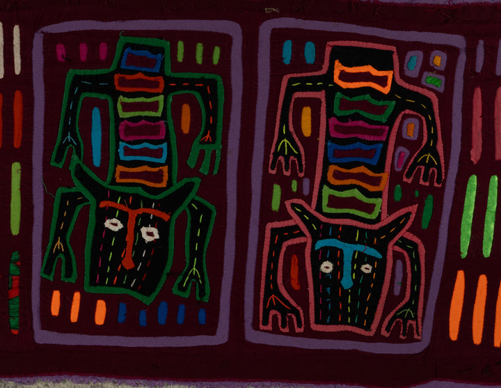 Classic Maroon And Purple Kitty Cat Jaguar Mola