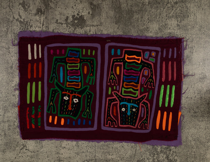 Classic Maroon And Purple Kitty Cat Jaguar Mola