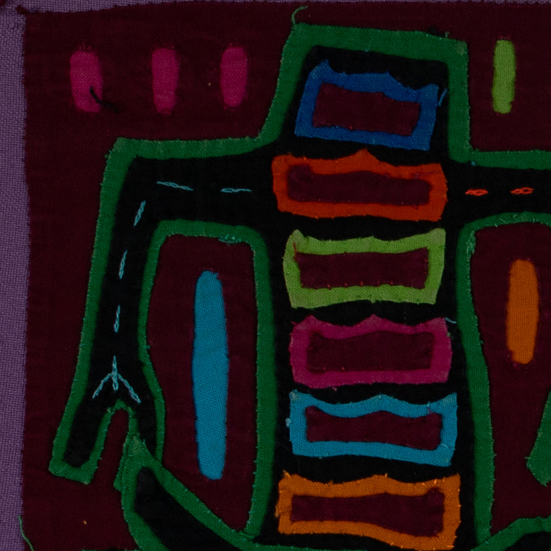 Classic Maroon And Purple Kitty Cat Jaguar Mola