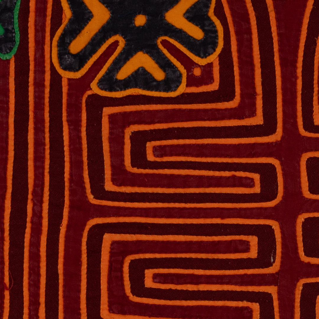 Traditional Burgundy And Orange Stars Galore Mola