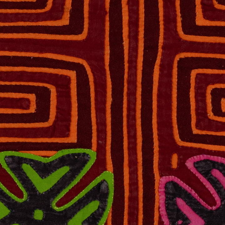 Traditional Burgundy And Orange Stars Galore Mola