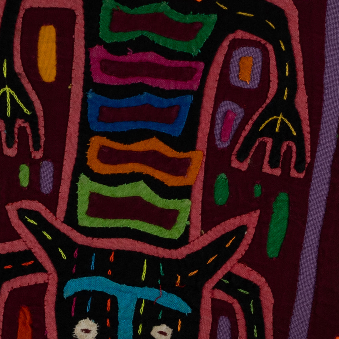 Classic Maroon And Purple Kitty Cat Jaguar Mola