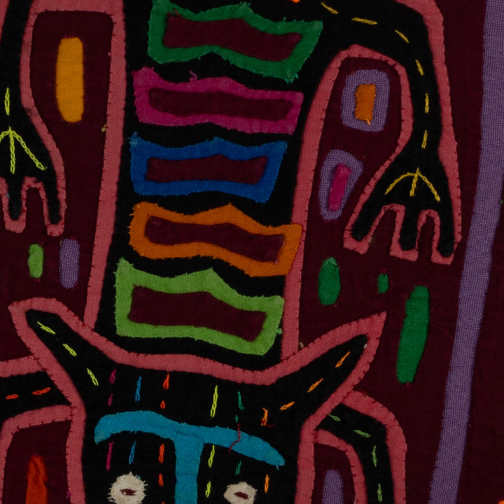 Classic Maroon And Purple Kitty Cat Jaguar Mola