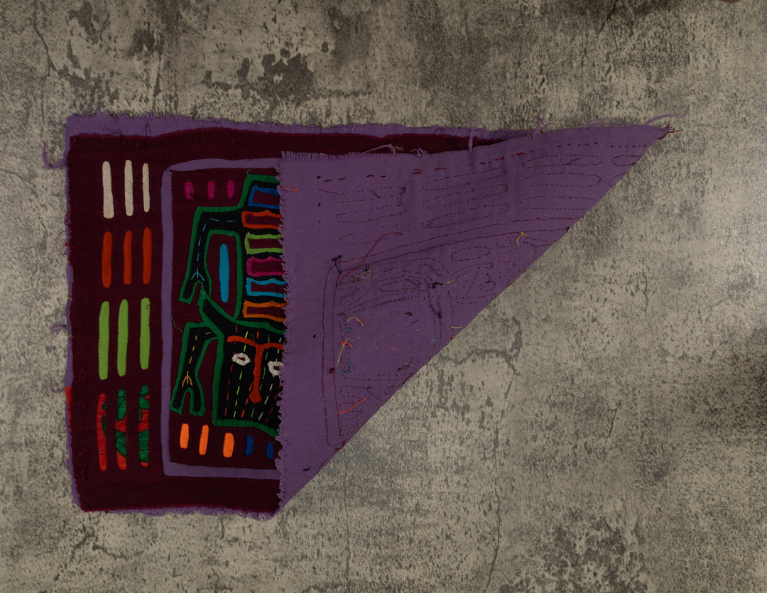 Classic Maroon And Purple Kitty Cat Jaguar Mola