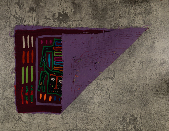 Classic Maroon And Purple Kitty Cat Jaguar Mola