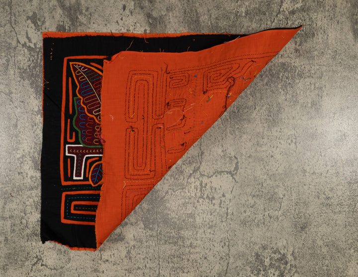 Traditional Orange And Black Swan Mola