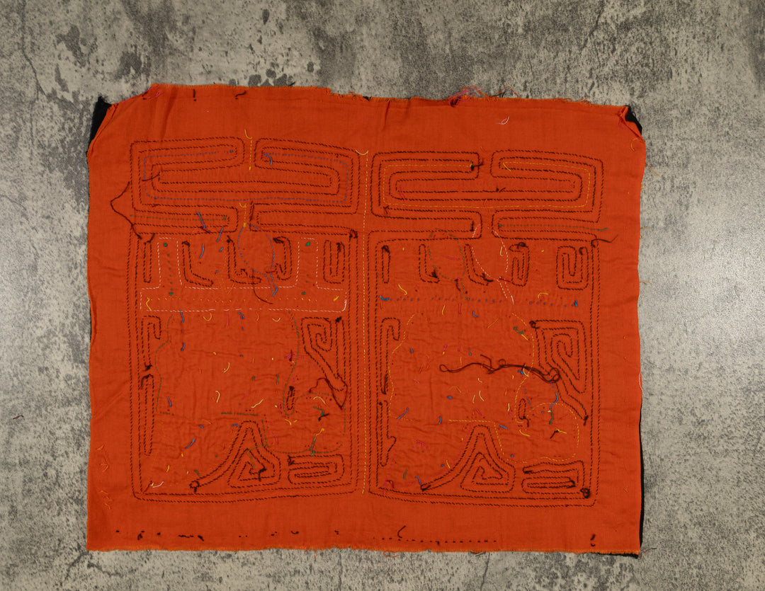 Traditional Orange And Black Swan Mola