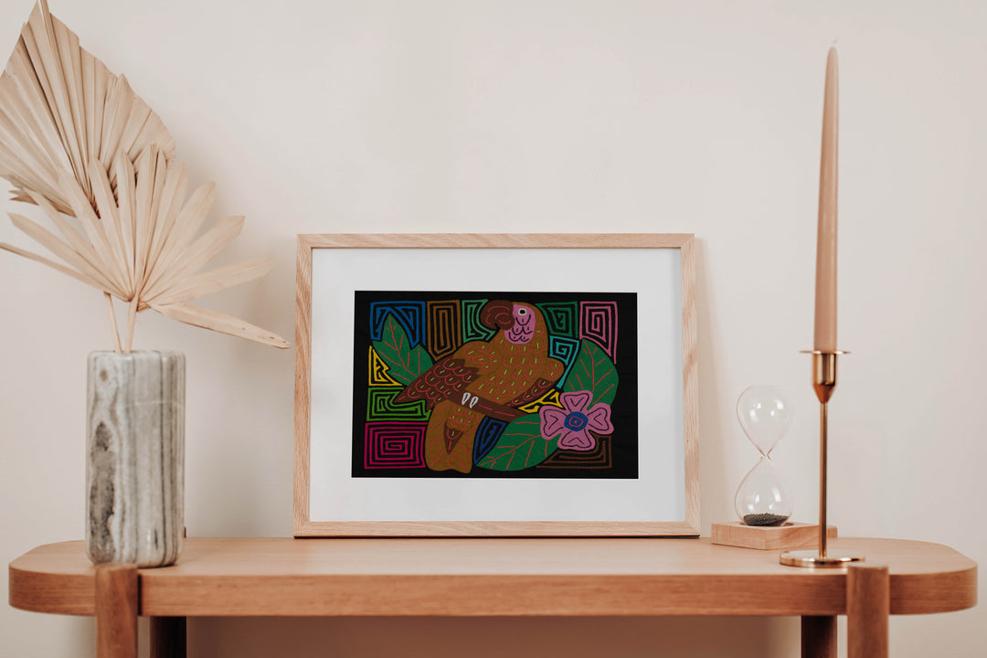 Fantasy Pink And Brown Parrot Bird Mola