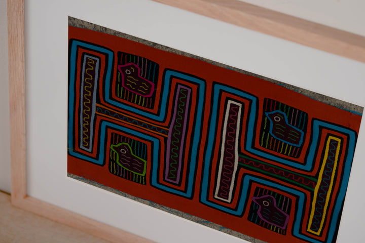 Traditional Orange And Turquoise Rubber Ducky Mola