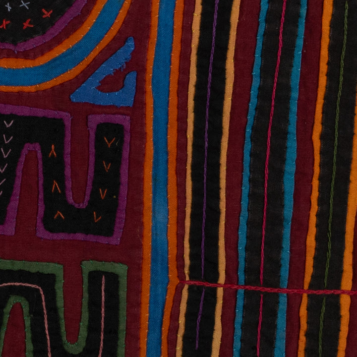 Traditional Burgundy Maracas And Flute Mola