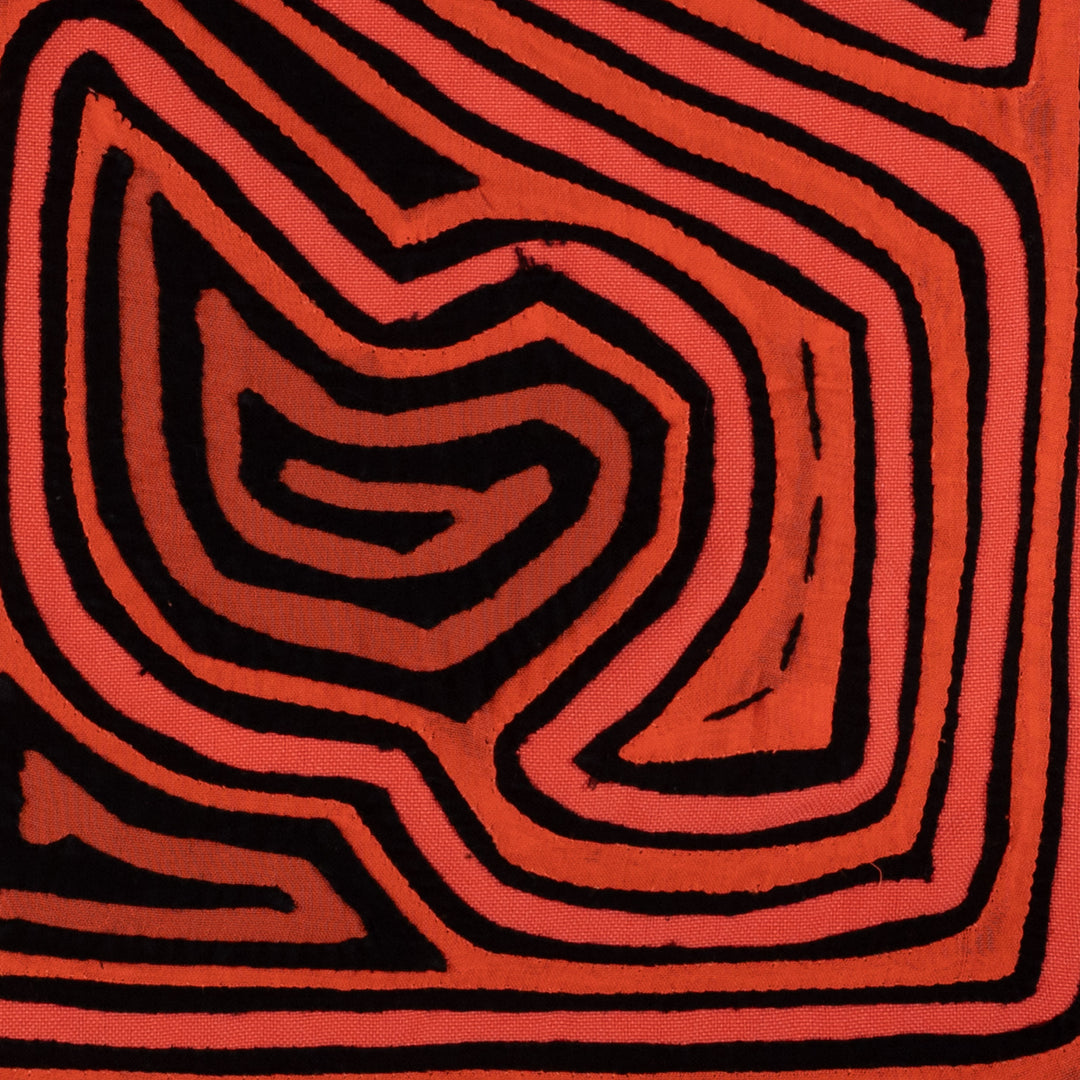 Classic Orange And Black Traditional Design Mola