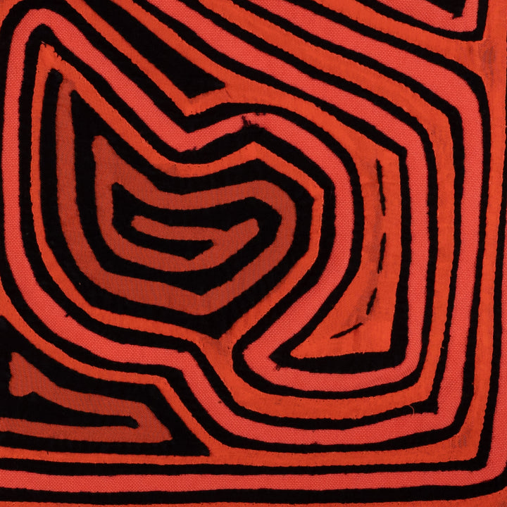 Classic Orange And Black Traditional Design Mola