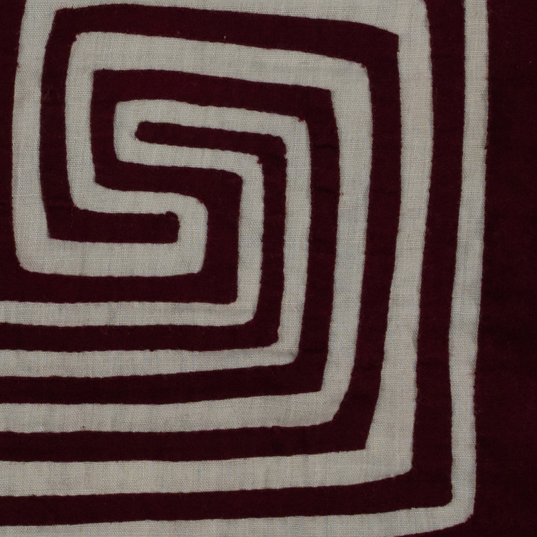 Traditional Burgundy And White Smiley Face Flower Mola