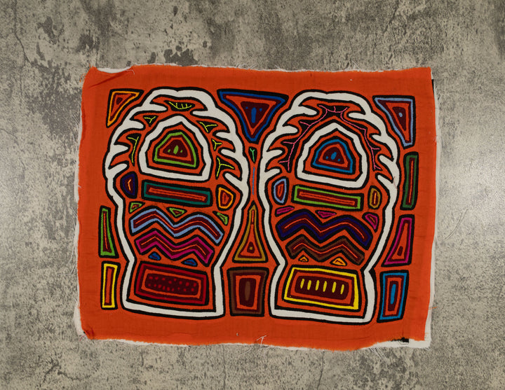 Traditional Orange And White Flaming Basket Mola