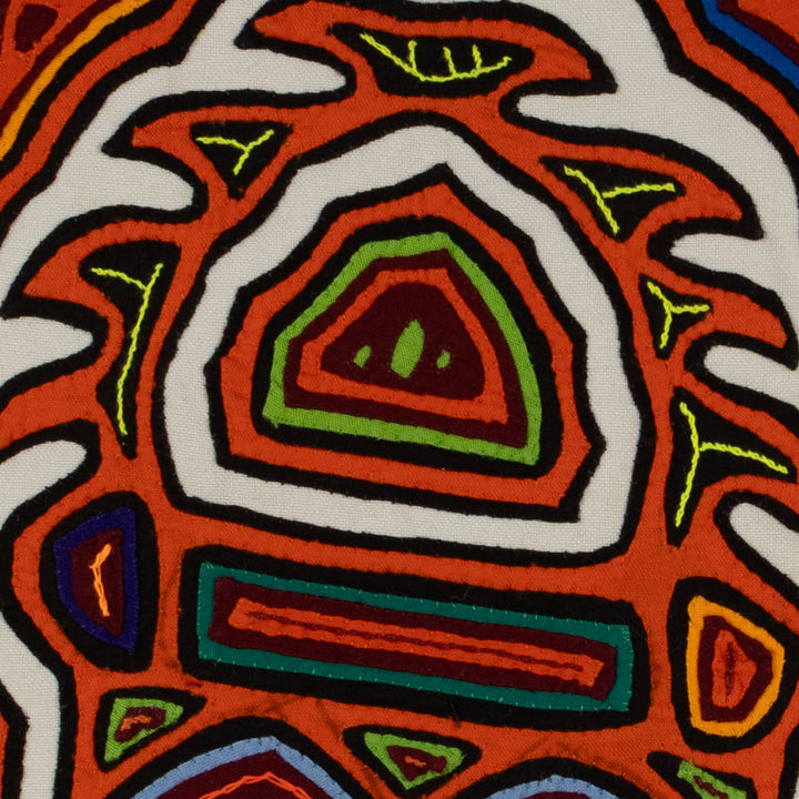 Traditional Orange And White Flaming Basket Mola