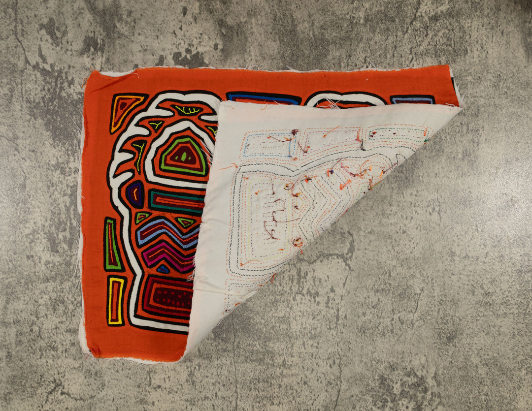 Traditional Orange And White Flaming Basket Mola