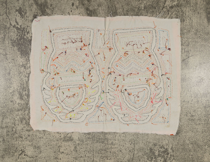 Traditional Orange And White Flaming Basket Mola