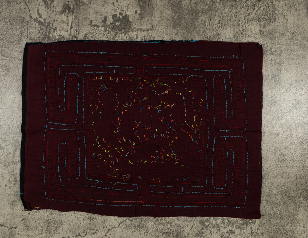 Traditional Black Orange And Blue Rooster Mola