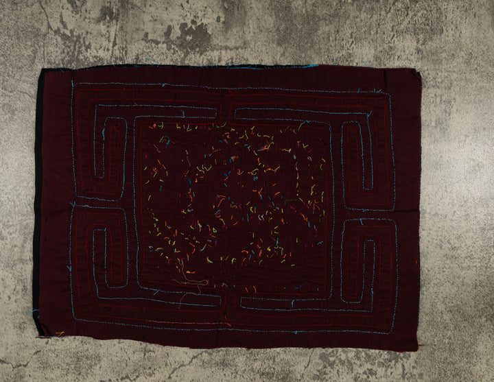 Traditional Black Orange And Blue Rooster Mola