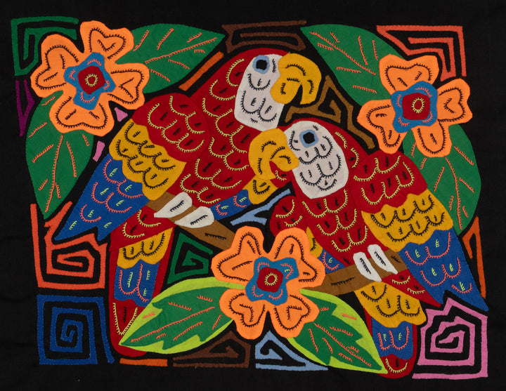 Fantasy Blue Red And Yellow Two Parrot Mola