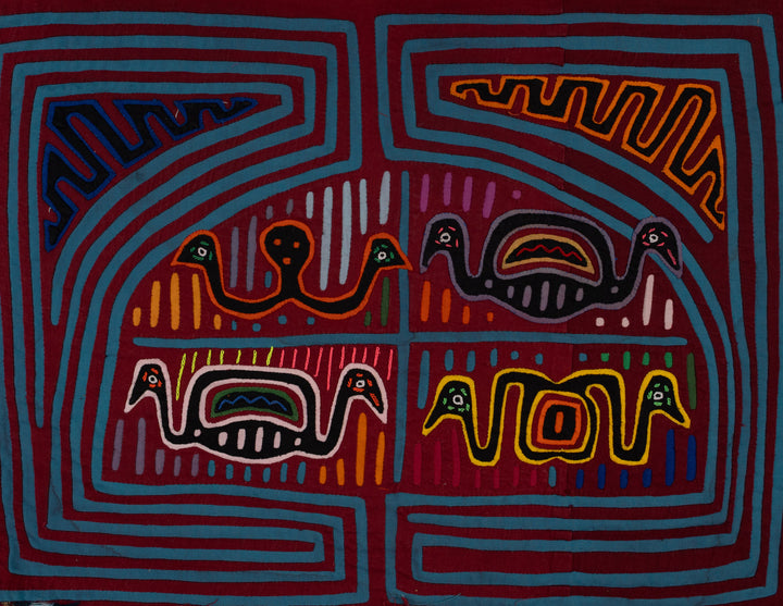 Traditional Burgundy And Blue Two-Head Worm Mola