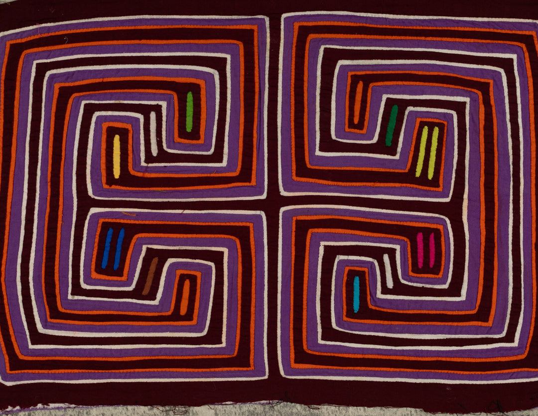 Traditional Purple Orange And White Classic Design Mola