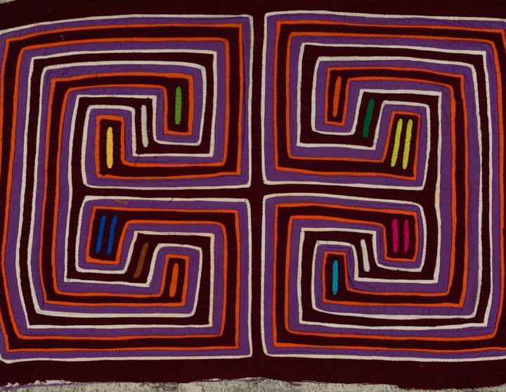 Traditional Purple Orange And White Classic Design Mola