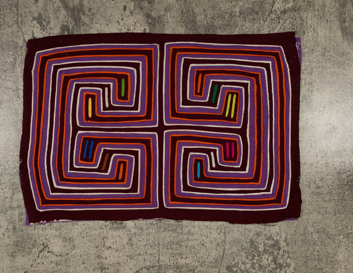 Traditional Purple Orange And White Classic Design Mola