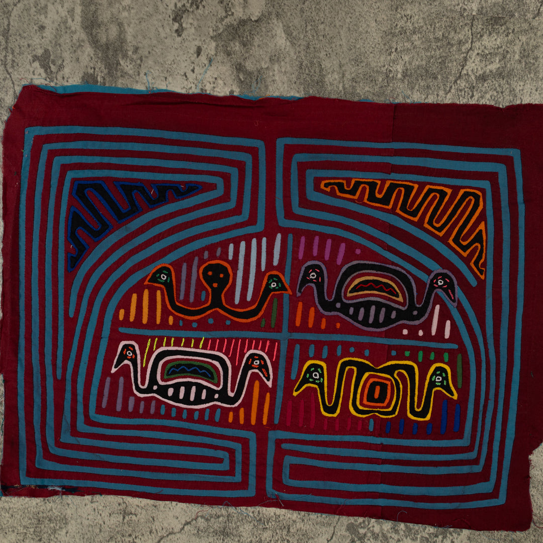 Traditional Burgundy And Blue Two-Head Worm Mola