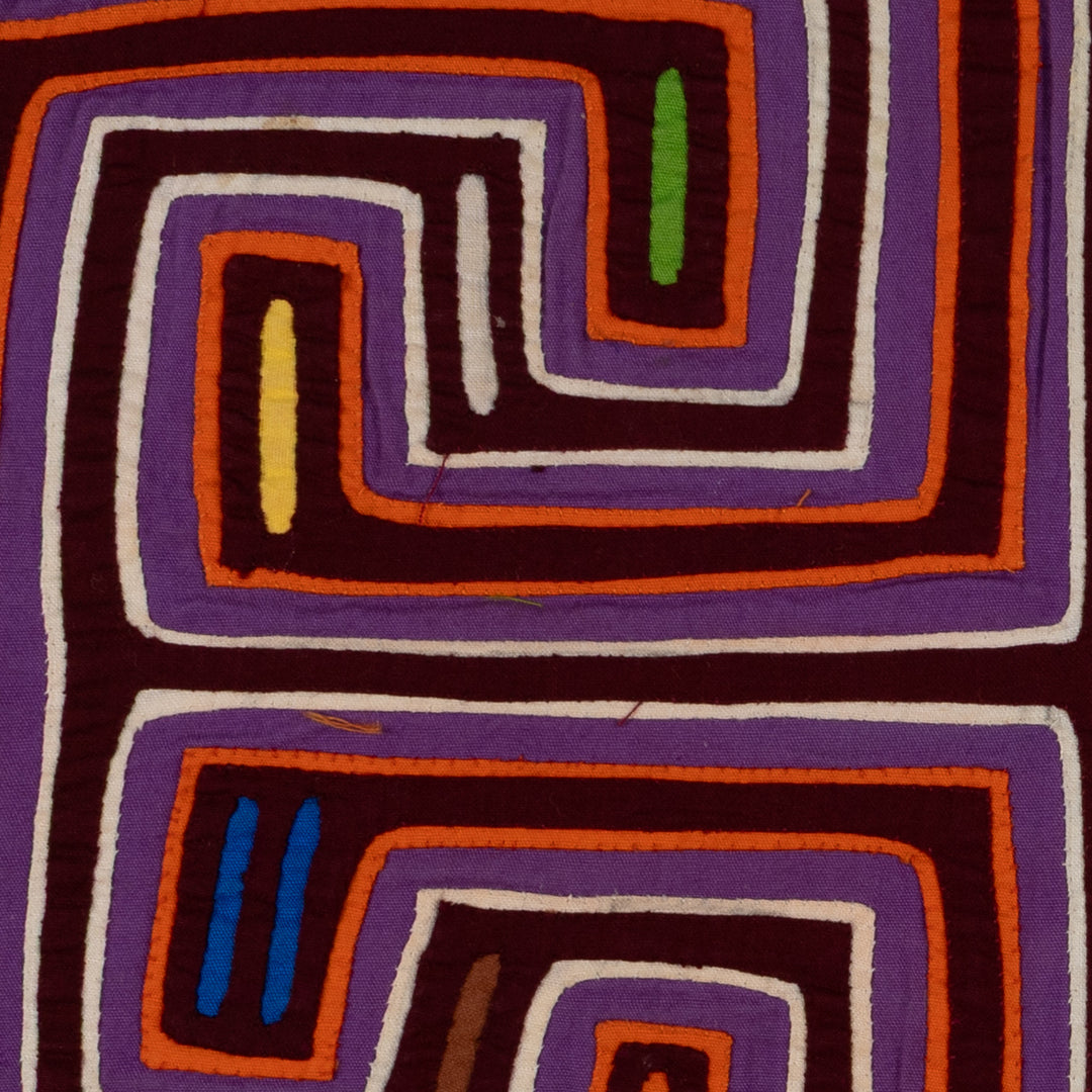 Traditional Purple Orange And White Classic Design Mola