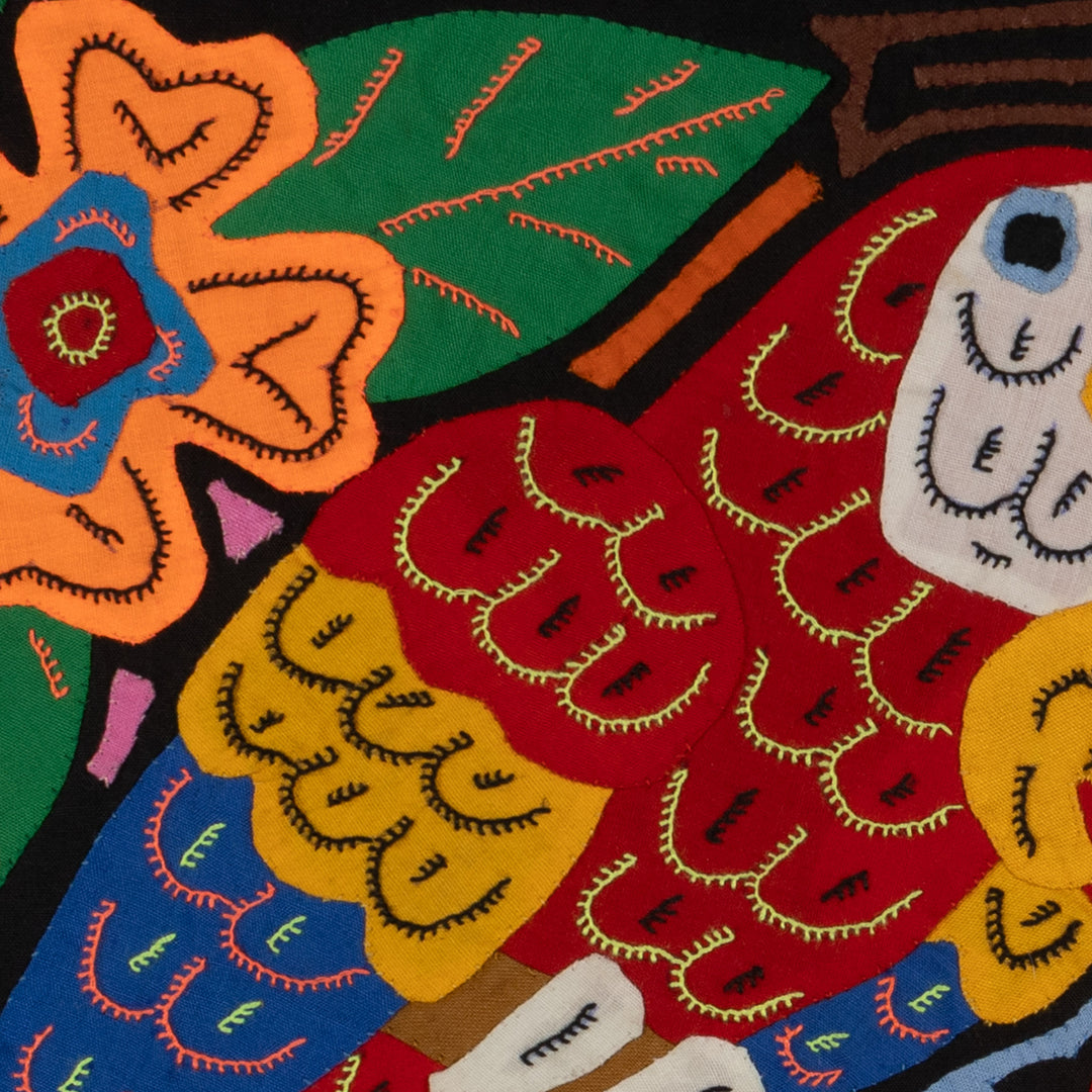 Fantasy Blue Red And Yellow Two Parrot Mola