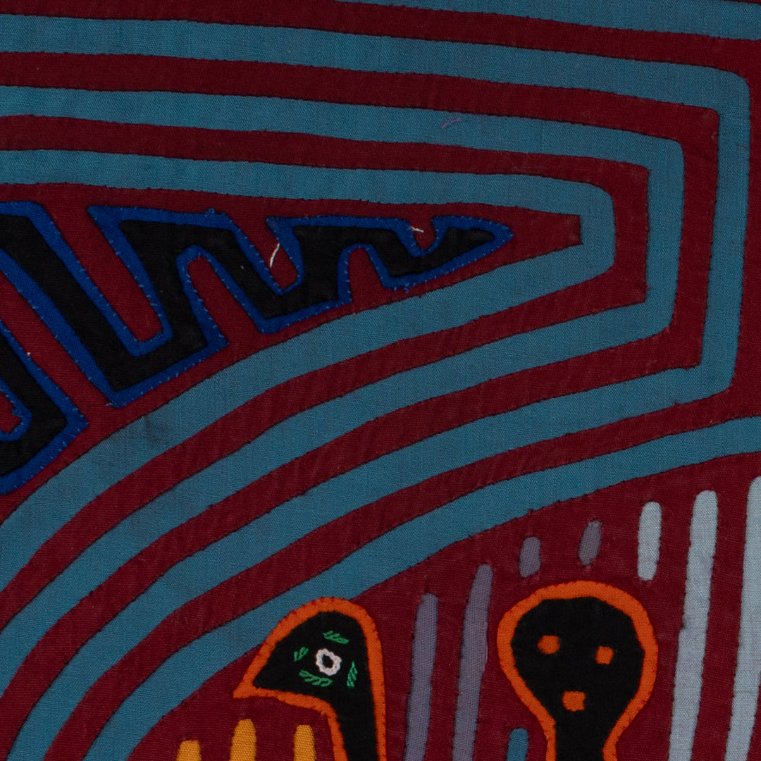 Traditional Burgundy And Blue Two-Head Worm Mola