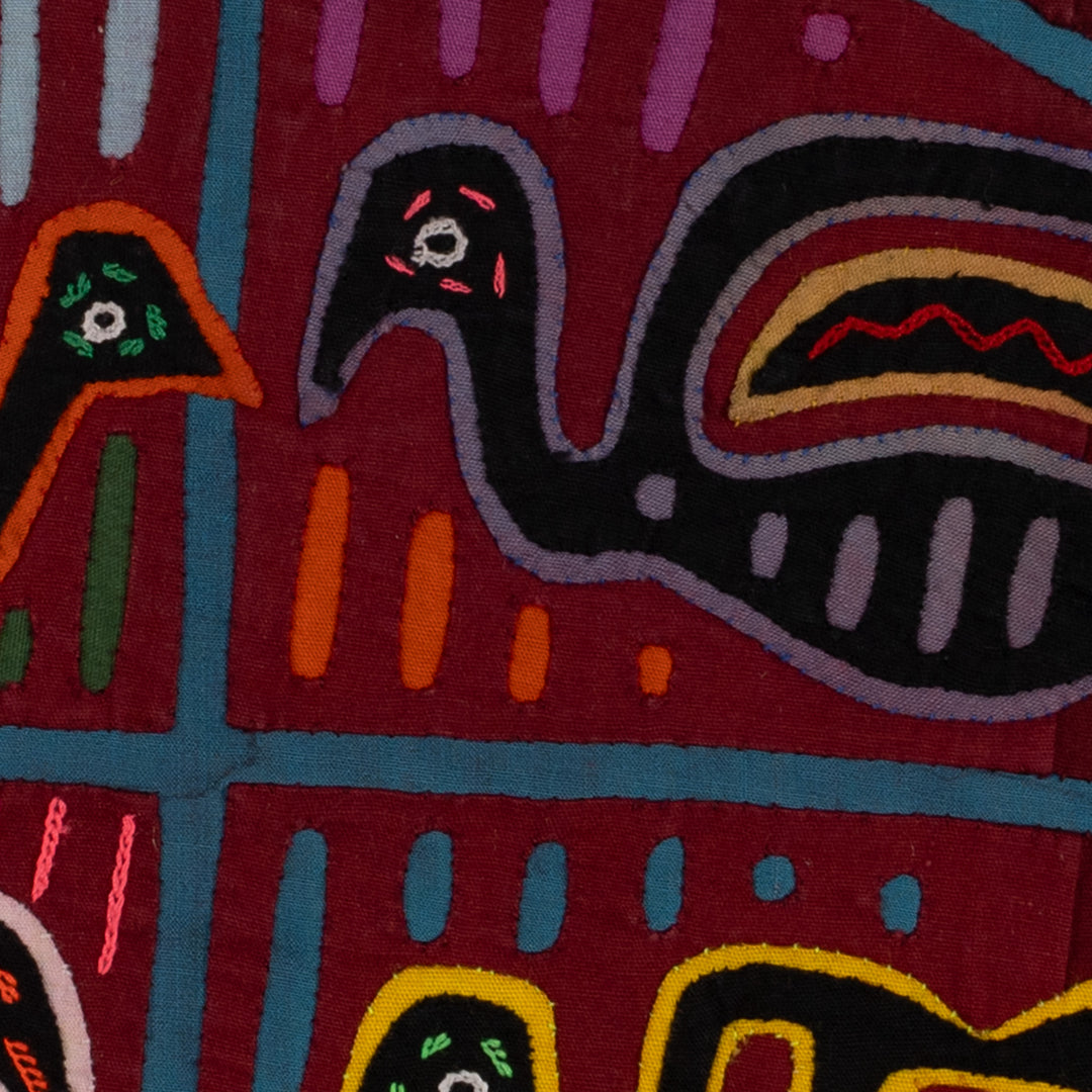 Traditional Burgundy And Blue Two-Head Worm Mola