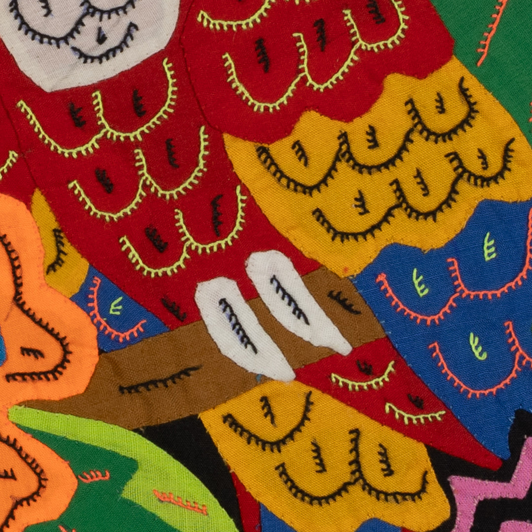 Fantasy Blue Red And Yellow Two Parrot Mola