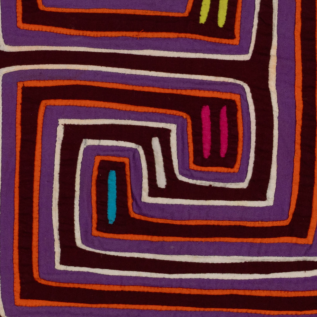 Traditional Purple Orange And White Classic Design Mola