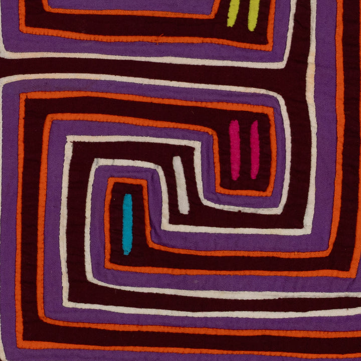 Traditional Purple Orange And White Classic Design Mola