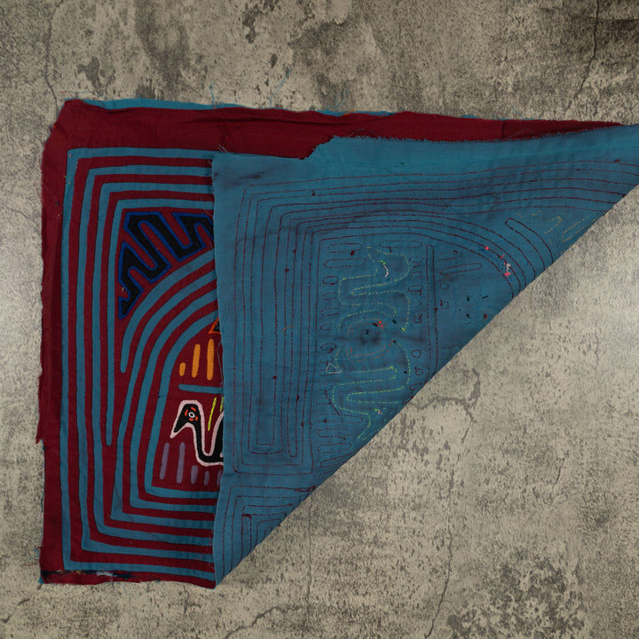 Traditional Burgundy And Blue Two-Head Worm Mola