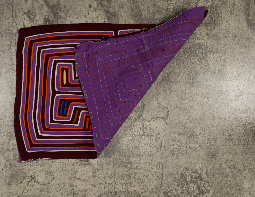 Traditional Purple Orange And White Classic Design Mola