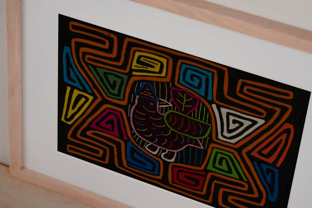 Traditional Black And Orange Fancy Bird Mola