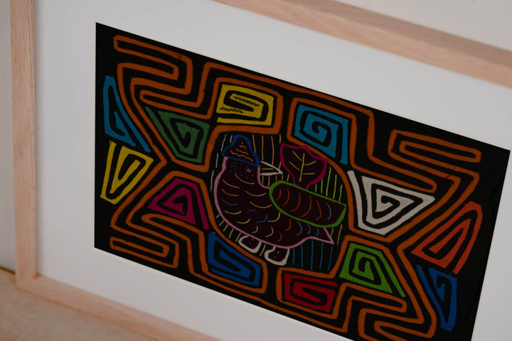 Traditional Black And Orange Fancy Bird Mola