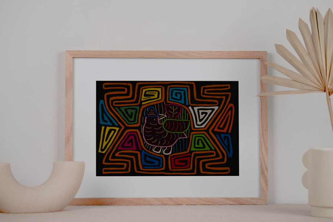 Traditional Black And Orange Fancy Bird Mola