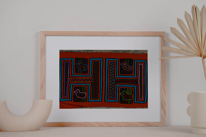 Traditional Orange And Turquoise Bathtub Ducky Mola