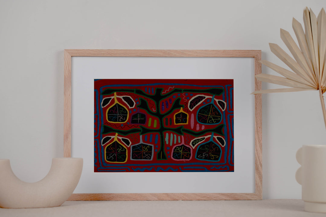 Vintage Red And Blue Autumn Leaves Mola